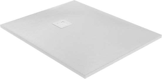 Balmani Vega douchebak 100 x 80 cm composietmarmer mat wit leisteenstructuur