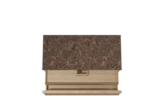 Balmani Forma zwevend badkamermeubel 120 x 55 cm natuur eik met Stretto enkel of dubbel tablet in marmer dark emperador, Verticale symmetrische rechte ribbel