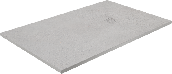 Balmani Impress Duschwanne: 140 x 90 cm, Marmorkomposit, Graue Steinstruktur, matt