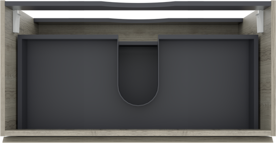 Linie Lado hängender Waschbeckenunterschrank: 90 x 46 cm, graue Eiche, 2 Schubladen