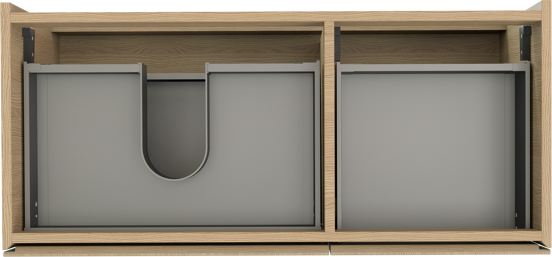 Storke Edge zwevende wastafelonderkast 100 x 46 cm asymmetrisch links naturel eiken 3 lades