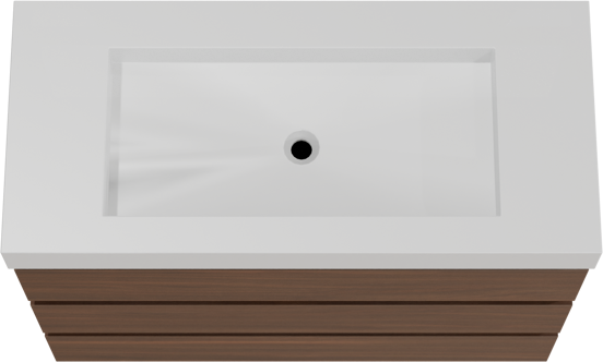 Balmani Lucida staand badkamermeubel 120 x 55 cm amerikaanse notelaar met Modus enkele wastafel voor 2 kraangaten in solid surface mat wit