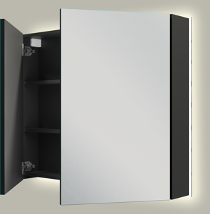 Linie Montro armoire de toilette lumineuse 90 x 75 cm noir mat