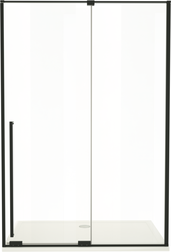 Luca Varess Stilus porte coulissante 140 x 200 cm verre transparent profil noir mat