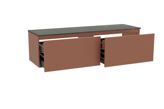 Balmani Sfera meuble salle de bains suspendu 180 x 55 cm cotto avec Stretto tablette simple ou double en marbre pietra grey