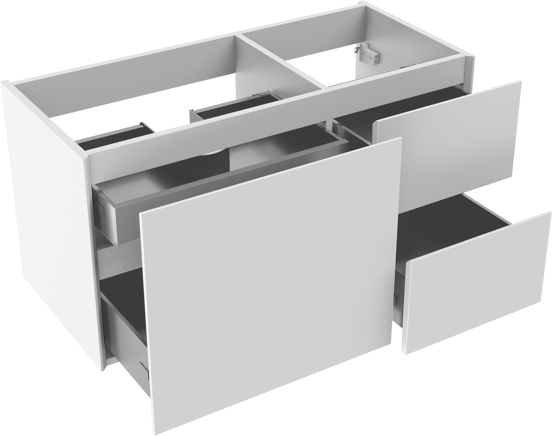 Storke Edge zwevende wastafelonderkast 100 x 46 cm asymmetrisch links glanzend wit 3 lades