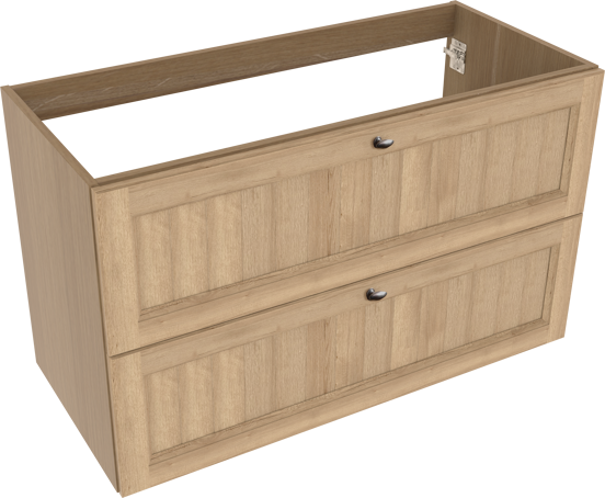 Balmani Lemon stehender Waschbeckenunterschrank: 120 x 55 cm, Eiche verwittert, 2 Schubladen