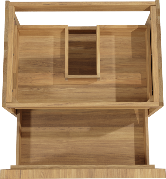 Balmani Forma zwevende wastafelonderkast 75 x 55 cm teakhout 2 lades vert. sym. groef