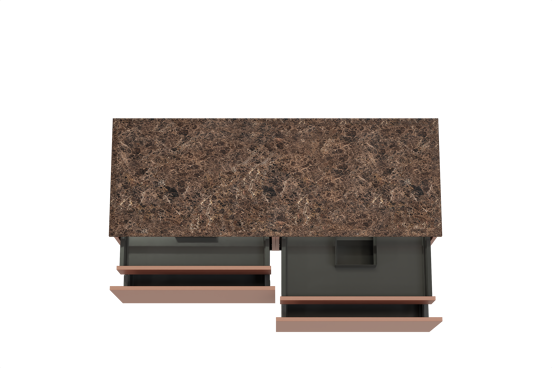 Balmani Sfera hängendes Möbelstück Set: 150 x 55 cm, Cotto, mit Stretto Einzel- oder Doppel Waschtischplatte, Marmor Dark Emperador