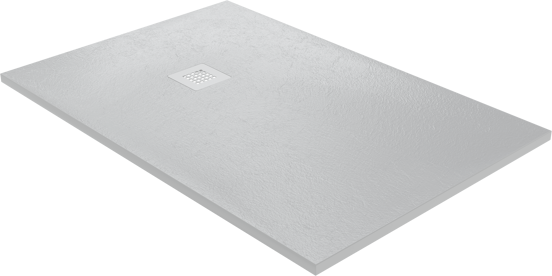 Balmani Vega douchebak 120 x 80 cm composietmarmer lichtgrijs leisteenstructuur