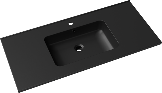 Linie Vano enkele wastafel mat zwarte composietmarmer 100 x 46 cm