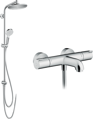 Hansgrohe Ecostat 1001 CL robinet baignoire thermostatique montage mural extérieur chrome brillant
