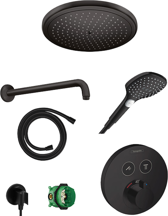 Hansgrohe Showerselect S robinet thermostatique Set de douche pluie encastré avec douche de tête 28cm noir mat