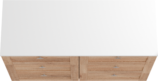 Linie Classo meuble salle de bains à poser 120 x 46 cm chêne naturel avec Lado tablette double en marbre composite blanc mat