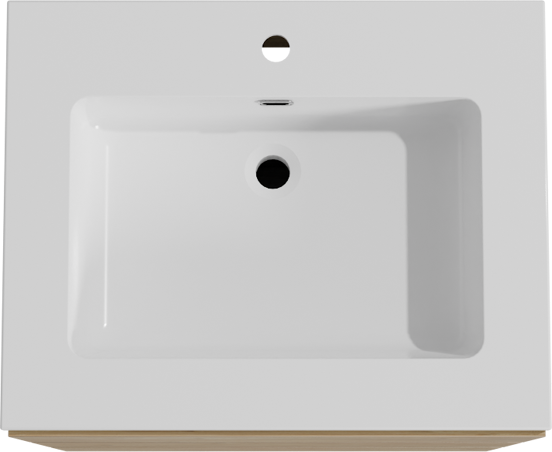 Storke Edge meuble salle de bains à poser 65 x 52 cm chêne brut avec Diva plan simple en marbre composite blanc brillant