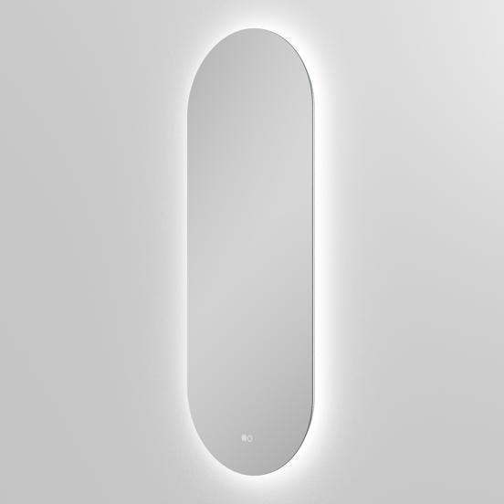 Balmani Giro Touch oval Badezimmerspiegel 45 x 120 cm mit Spiegelbeleuchtung und Anti-Beschlag Spiegelheizung