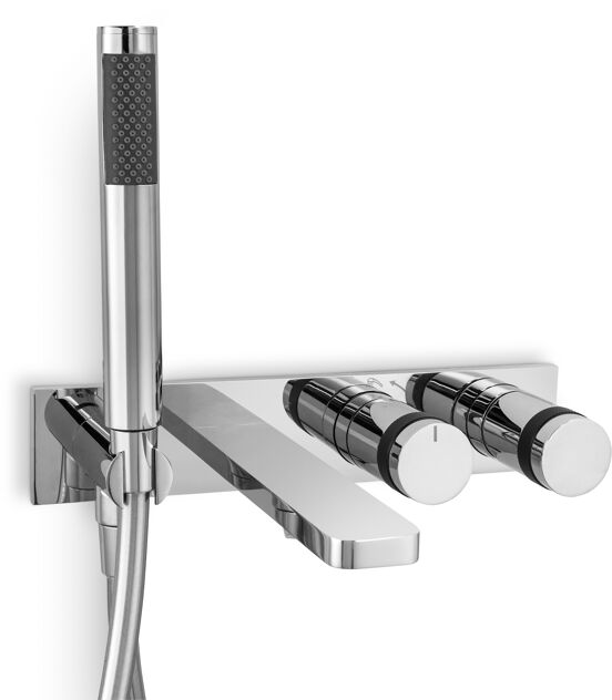 Blaufoss Sonic robinet baignoire encastré avec douchette chrome brillant incl élément intégré