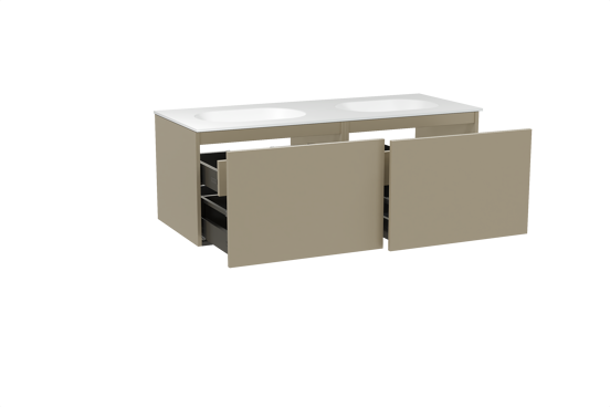 Balmani Sfera meuble salle de bains suspendu 135 x 55 cm dune avec Tablo Oval double vasque en solid surface blanc mat