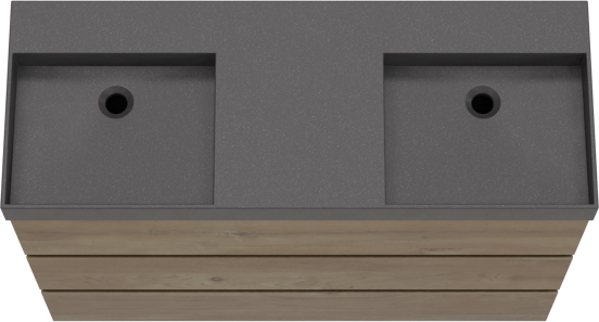 Storke Edge meuble salle de bains à poser 120 x 46 cm chêne brut avec Jura double vasque en quartz noir mat