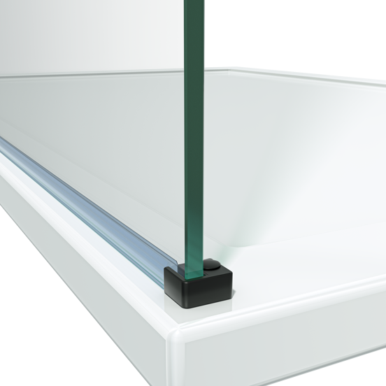 Linie walk-in bevestigingsblok 8mm glas mat zwart