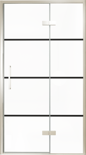 Balmani Senses Design Dusche Drehtür, Rechts, 120 cm x 210 cm, Lined, Profil Brushed CoolMetal, inklusive Coating