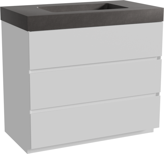 Storke Edge meuble salle de bains à poser 95 x 52 cm blanc mat avec Scuro High plan simple en quartz noir mat