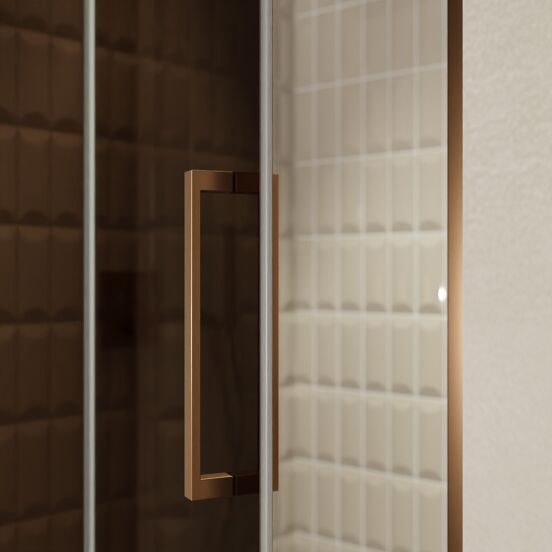 Balmani Senses Design douche draaideur links 120 cm x 210 cm Brons glas, Brushed Rosegold profielen, met coating