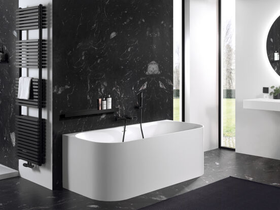 Balmani Finla halfvrijstaand bad 175 x 80 cm Solid Surface mat wit