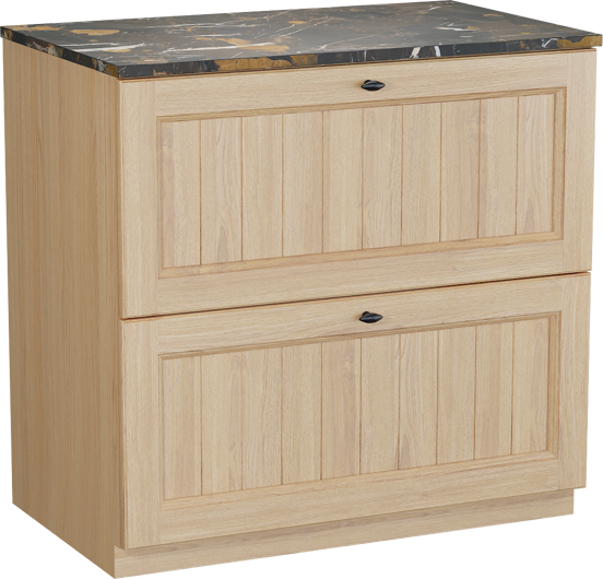 Balmani Lemon meuble salle de bains à poser 90 x 55 cm, plaqué chêne naturel avec Stretto tablette simple en portoro gold