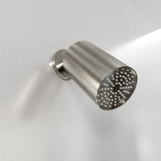 Blaufoss Luxor 90 Duschkopf Rund, 14 x 9 cm, Wandmontage, Brushed CoolMetal