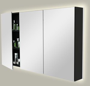 Storke Reflecta armoire de toilette lumineuse 130 x 75 cm noir mat