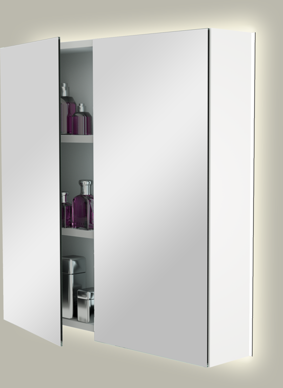 Storke Reflecta spiegelkast 75 x 75 cm mat wit met spiegelverlichting