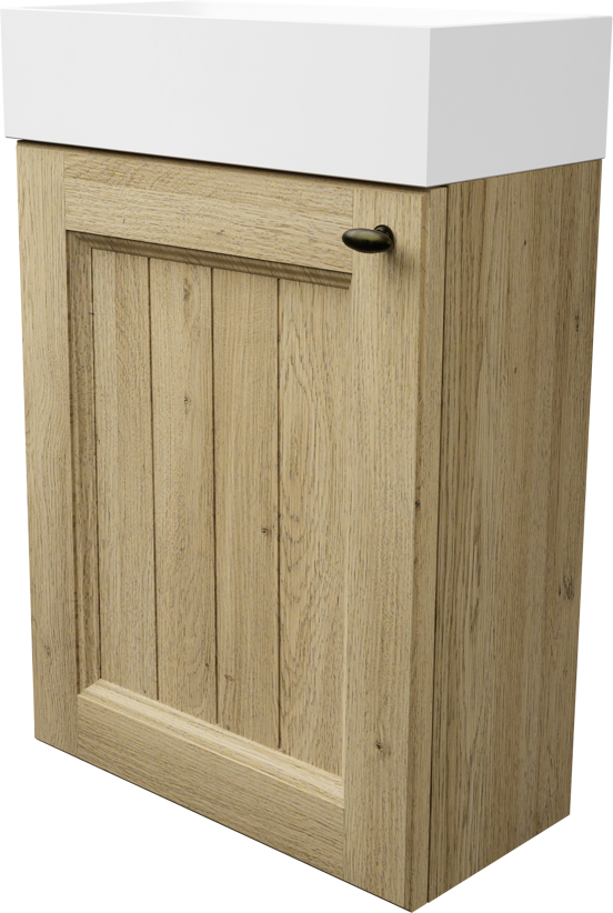 Balmani Lemon zwevend toiletmeubel 42 x 21 cm verweerd eiken met Dama wastafel in matte Solid Surface