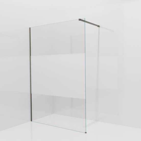 Balmani Modular douche à l'italienne: 140 x 200 cm, Verre transparent avec bande matte, avec coating, Profil Gris pierre