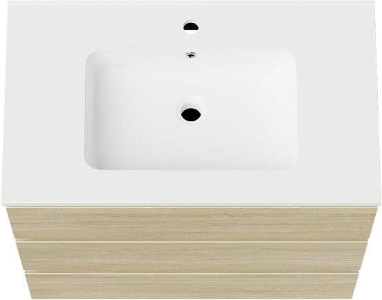 Linie Lado staand badmeubel 80 x 46 cm wit eiken met Vano enkele wastafel in composietmarmer mat wit