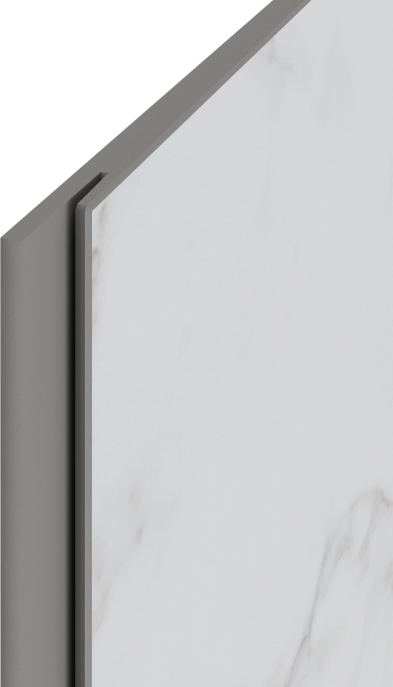 Linie Plato set douchewandpanelen 90 x 90 x 260cm pvc witte marmer look Trentino