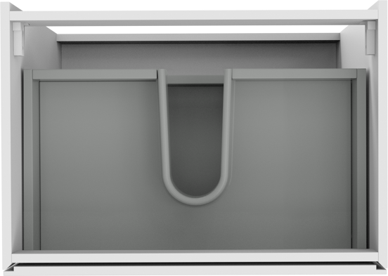 Storke Edge stehender Waschbeckenunterschrank: 75 x 52 cm, Weiß glänzend, 3 Schubladen