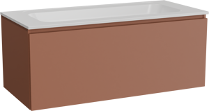 Balmani Sfera hängendes Möbelstück Set: 120 x 55 cm, Cotto, mit Tablo Strada Einzelwaschtisch, Marmorkomposit Weiß matt