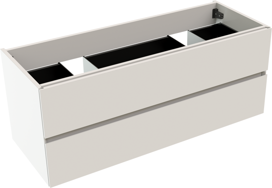 Storke Edge meuble sous-lavabo suspendu 120 x 46 cm blanc mat 2 tiroirs 2 découpés de siphon