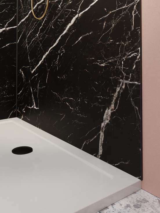 Luca Varess Artdeco revêtement mural de douche 120 x 244 cm alu-composite aspect marbre noir