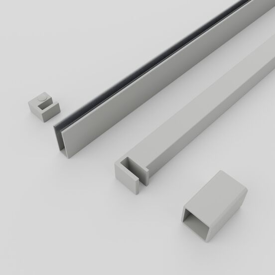 Balmani Modular douche à l'italienne: 90 x 200 cm, Verre bronze, Profil Gris pierre