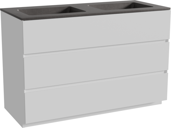 Storke Edge meuble salle de bains à poser 120 x 52 cm blanc mat avec Scuro double vasque en quartz noir mat