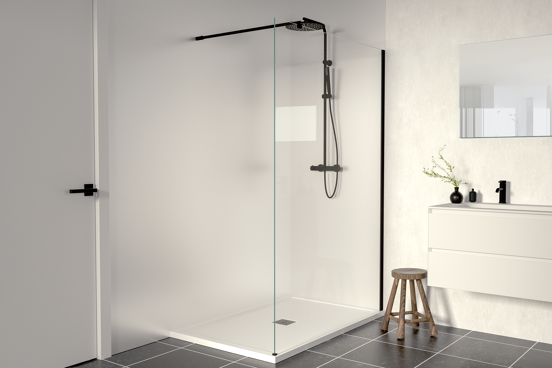 Linie Walk-In inloopdouche 140 x 200 cm helder glas mat zwart profiel