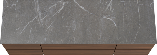 Balmani Lucida zwevend badmeubel 180 x 55 cm amerikaans notenhout met Stretto enkel of dubbel wastafelblad in marmer pietra grey