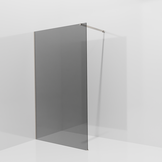 Balmani Modular douche à l'italienne: 120 x 200 cm, Verre fumé, avec coating, Profil Brushed CoolMetal