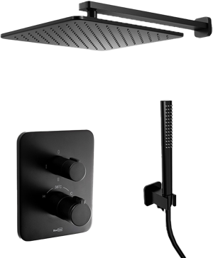 Blaufoss Smartbox Softline colonne de douche encastrée robinet thermostatique avec douche de tête carrée 30 cm noir mat