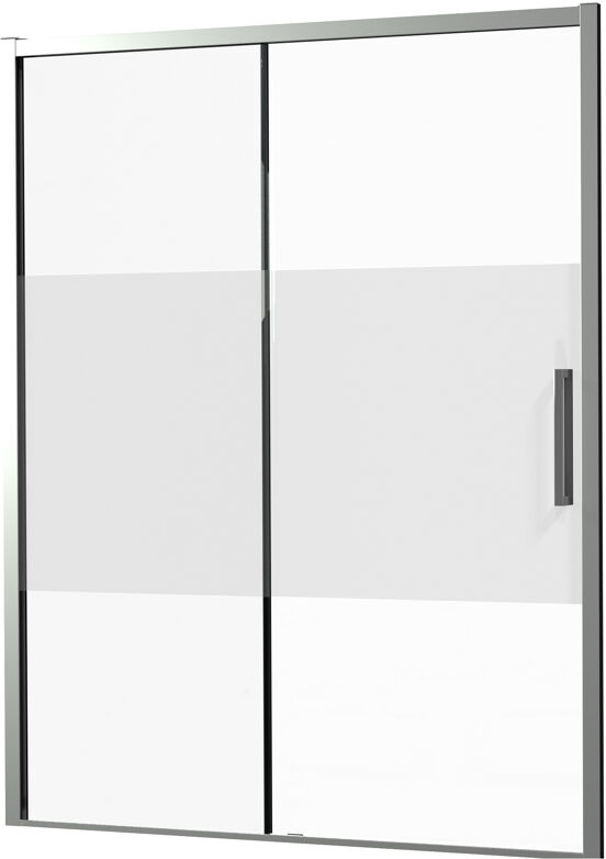 Luca Varess Senses linkse schuifdeur met vaste wand - voor douchehoek - 160 cm Helder glas met matte strook glanzend chroom profiel