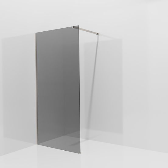 Balmani Modular douche à l'italienne: 100 x 200 cm, Verre fumé, avec coating, Profil Brushed CoolMetal