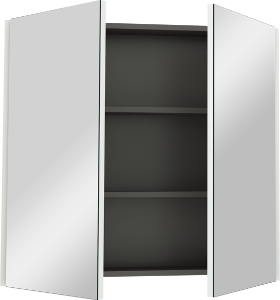 Linie Montro Spiegelschrank Bad: 80 x 75 cm, Weiß matt