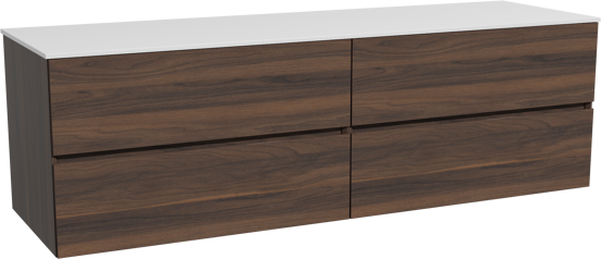 Storke Edge meuble salle de bains suspendu 170 x 52 cm noyer avec Tavola tablette simple ou double en solid surface blanc mat